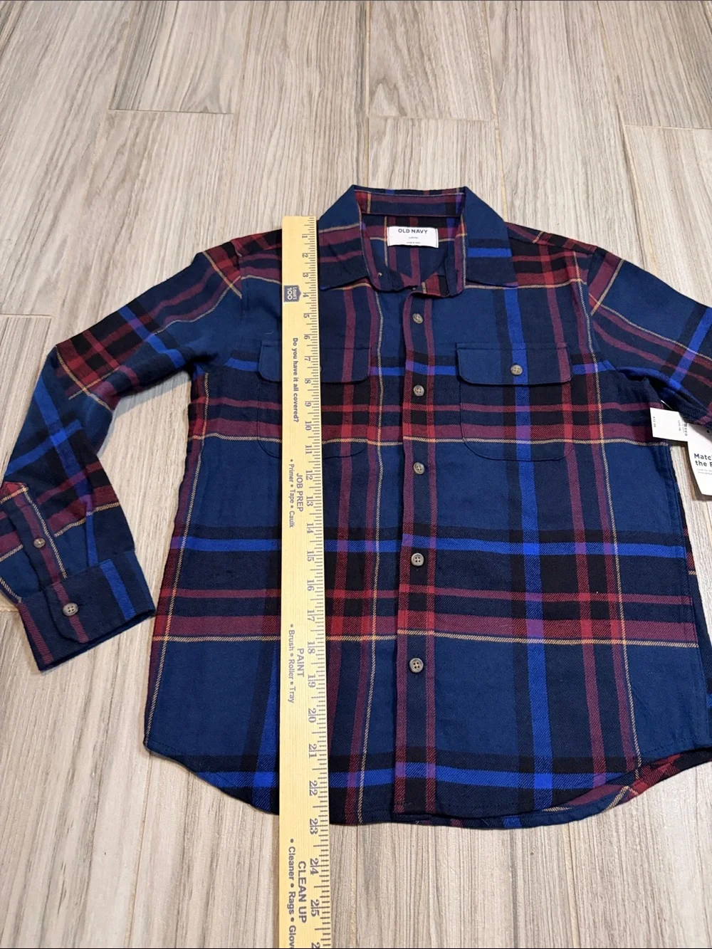 Old Navy Navy Blue and Red Plaid Button-Up Shirt